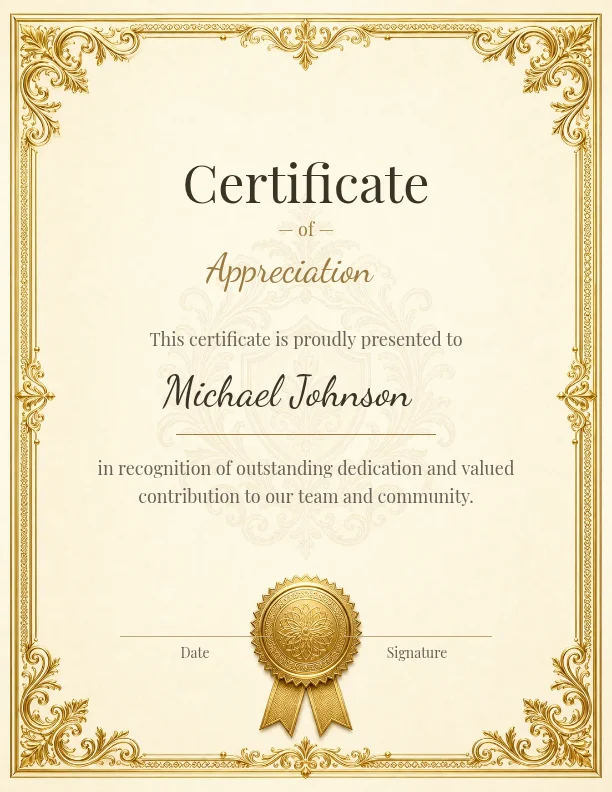 Certificate of Appreciation