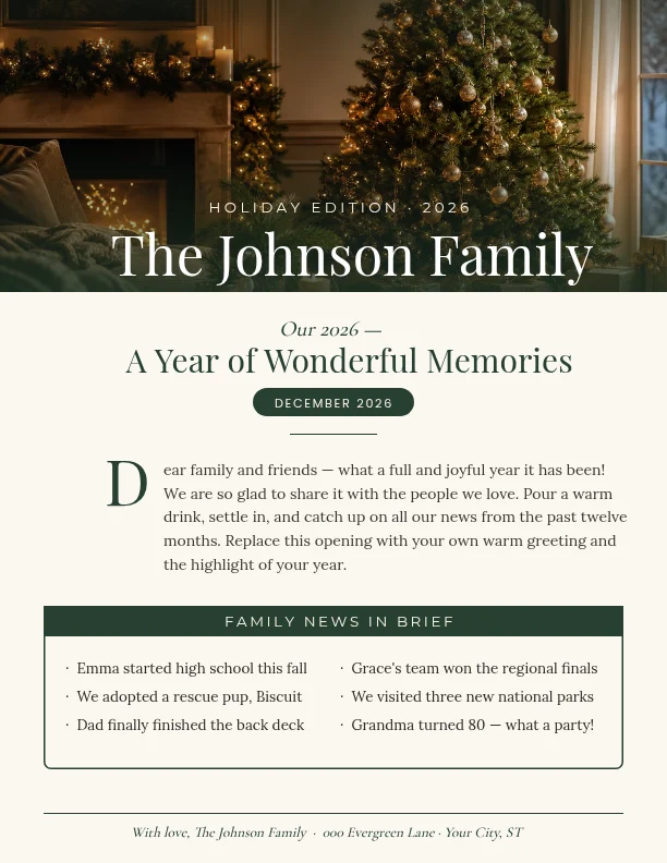 Family Holiday Newsletter